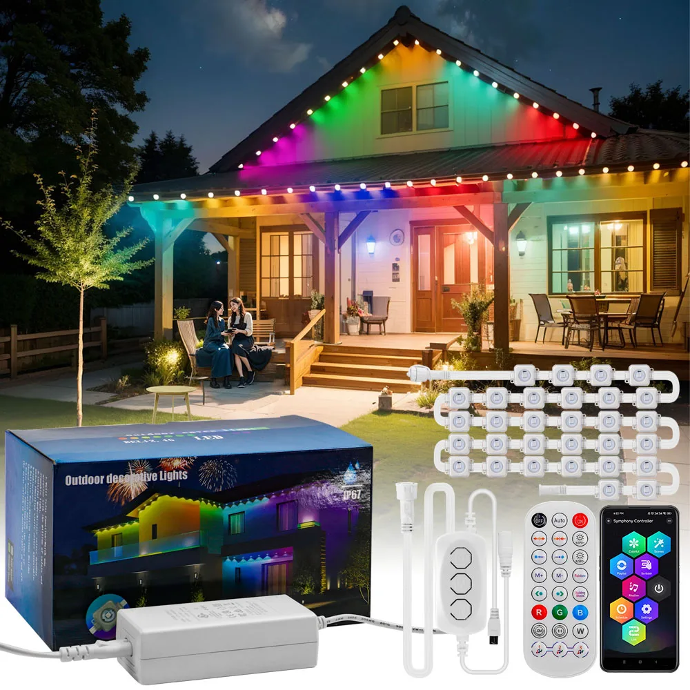 Permanent Outdoor LED Pixel Point Lights - Smart RGBW Eave Gazebo Holiday Lighting | Govee, POOFZY,